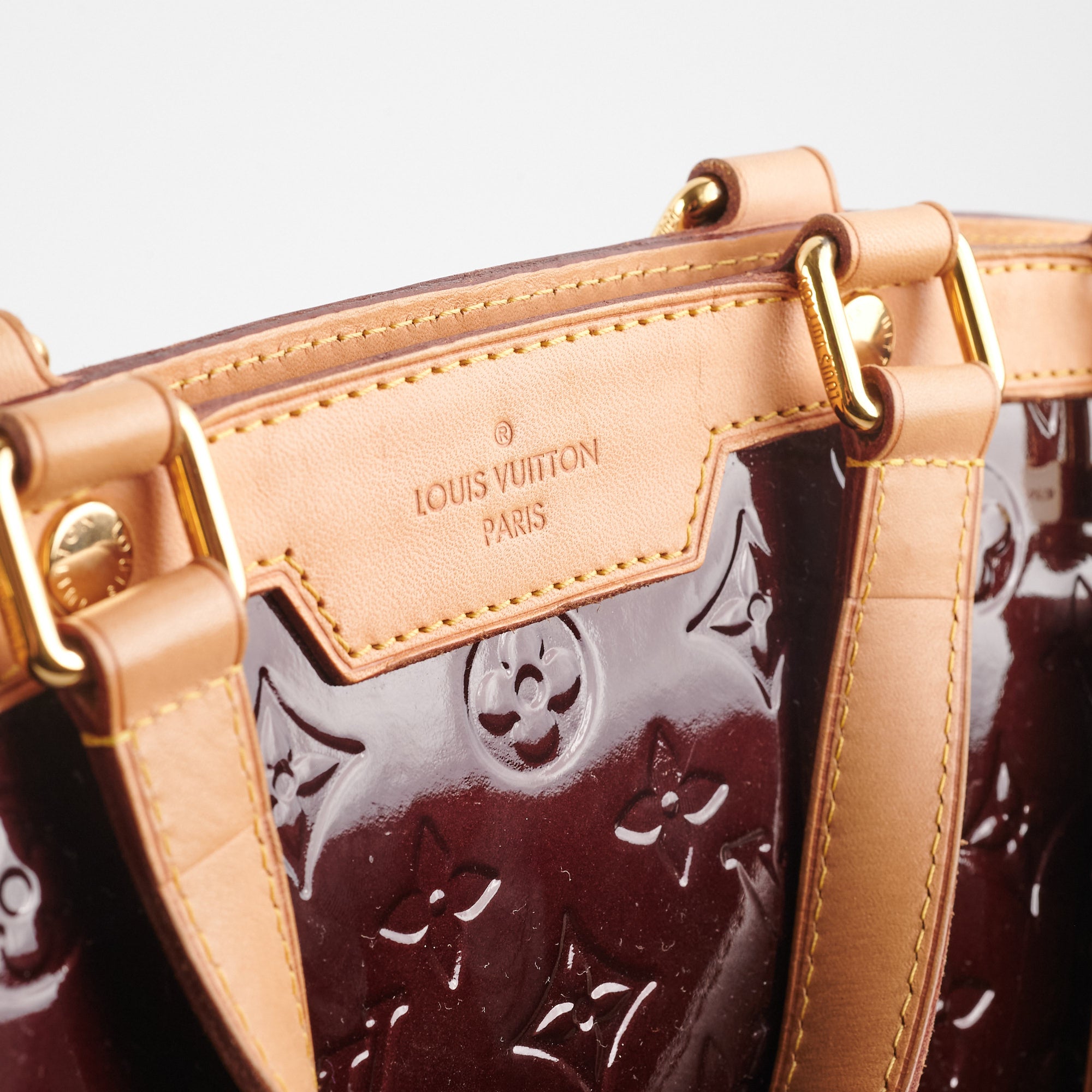 M50597 Louis Vuitton 2015 Monogram Vernis Brea MM Handbag-Amarante