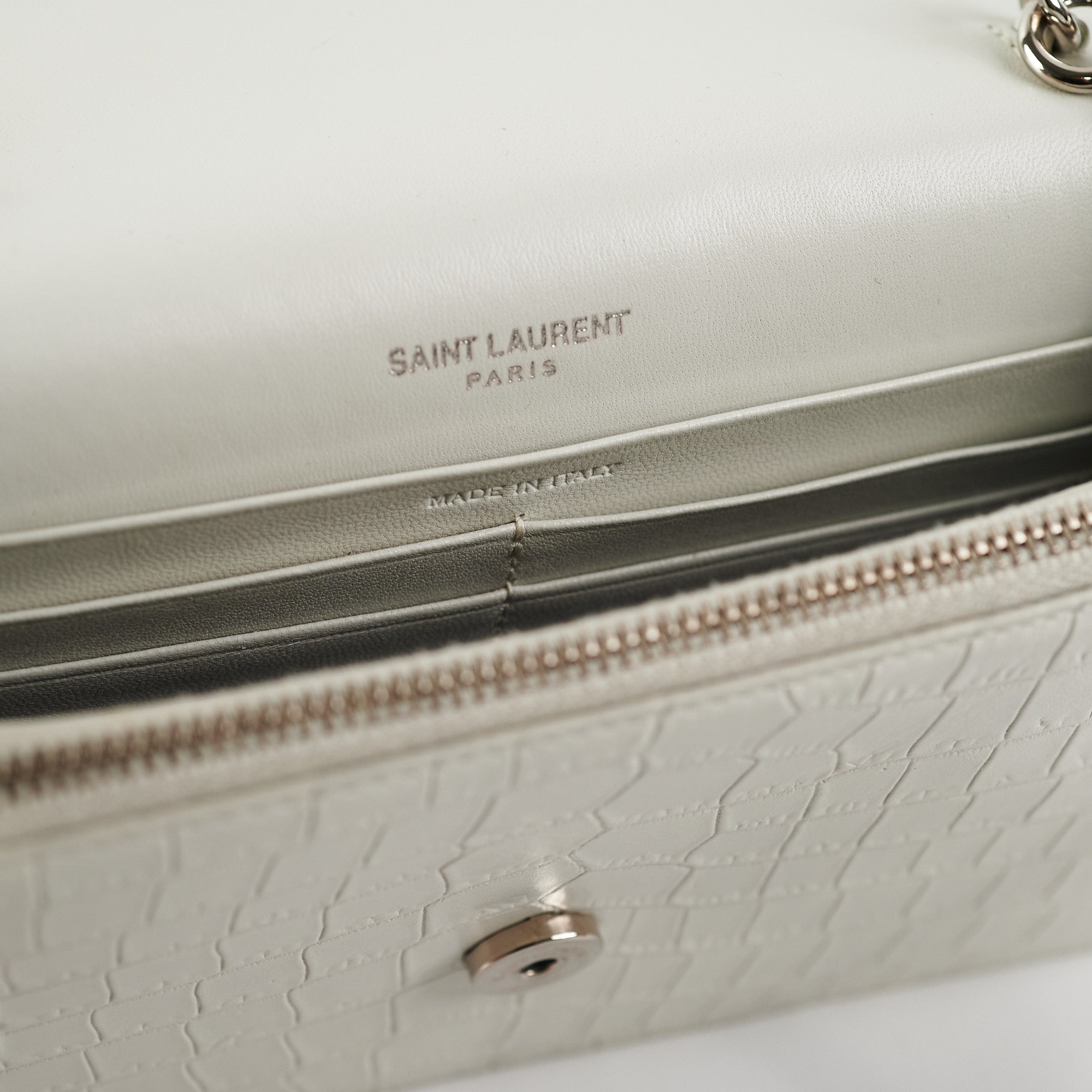Saint Laurent Wallet On Chain WOC White - THE PURSE AFFAIR
