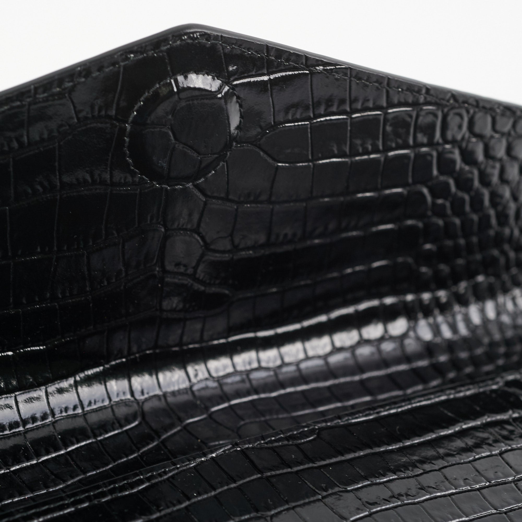 Saint Laurent Uptown Croc-effect Wallet on Chain WOC Black - THE PURSE  AFFAIR