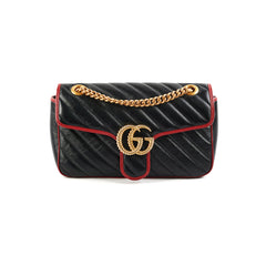 Gucci Marmont Small Black/ Red Shoulder Bag