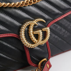 Gucci Marmont Small Black/ Red Shoulder Bag