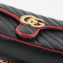 Gucci Marmont Small Black/ Red Shoulder Bag