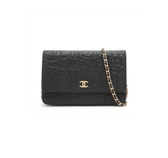 Chanel Camellia Black Wallet On Chain WOC