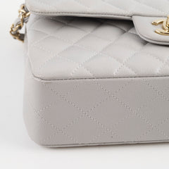 Chanel Small Caviar Double Classic Flap Dove Grey Microchipped