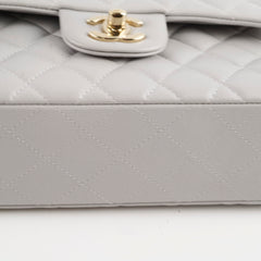 Chanel Small Caviar Double Classic Flap Dove Grey Microchipped