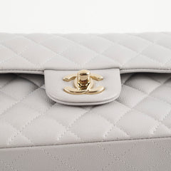 Chanel Small Caviar Double Classic Flap Dove Grey Microchipped