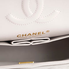 Chanel Small Caviar Double Classic Flap Dove Grey Microchipped