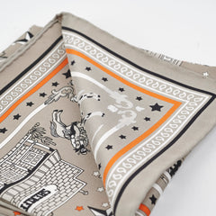 Hermes 55 Bandana Silk Scarf Beige