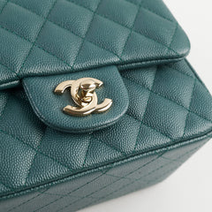 Chanel Caviar Mini Square Flap Turquoise Series 24