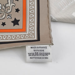 Hermes 55 Bandana Silk Scarf Beige