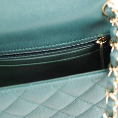 Chanel Caviar Mini Square Flap Turquoise Series 24