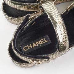 Chanel Leather Gold Dad Sandals Size 40