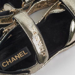 Chanel Leather Gold Dad Sandals Size 40