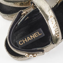 Chanel Leather Gold Dad Sandals Size 40