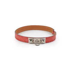 Hermes Rivage Lizard Bracelet Coral T Stamp