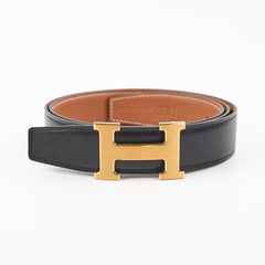 Hermes H Buckle & Reversible Leather Strap 32mm / 100cm Noir Gold