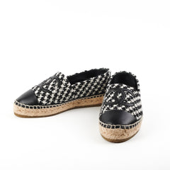 Chanel Tweed Sequin Espadrilles Size 36 Black