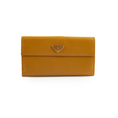 Prada Long Saffiano Leather Yellow Wallet