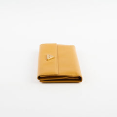 Prada Long Saffiano Leather Yellow Wallet