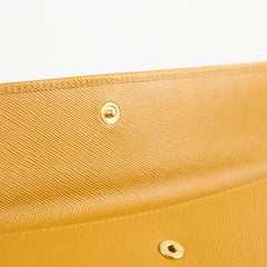 Prada Long Saffiano Leather Yellow Wallet