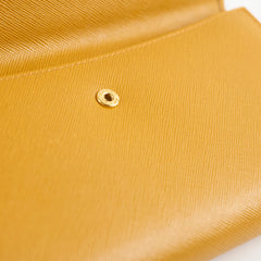 Prada Long Saffiano Leather Yellow Wallet