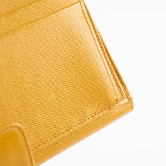 Prada Long Saffiano Leather Yellow Wallet