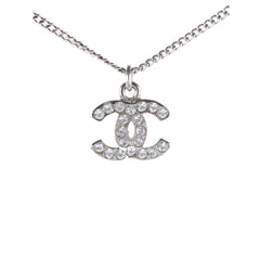 Chanel CC Logo Rhinestone Silver Necklace Costume Jewellery