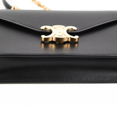 Celine Triomphe Black Wallet On Chain WOC