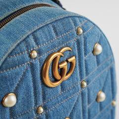 Gucci Marmont Denim Pearl Backpack