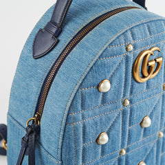 Gucci Marmont Denim Pearl Backpack