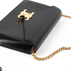 Celine Triomphe Black Wallet On Chain WOC