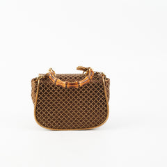 Gucci Mini Bamboo Top Handle Metallic Bag Gold/Brown