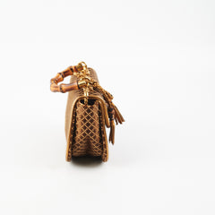 Gucci Mini Bamboo Top Handle Metallic Bag Gold/Brown