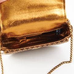 Gucci Mini Bamboo Top Handle Metallic Bag Gold/Brown