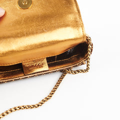 Gucci Mini Bamboo Top Handle Metallic Bag Gold/Brown