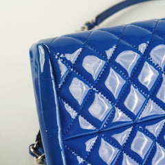 Chanel Just Mademoiselle Patent Blue Bowler Bag