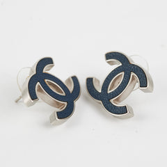 Chanel CC Logo Earrings Blue