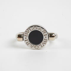 Bvlgari 18k White Gold Diamond and Onyx Ring Size 50