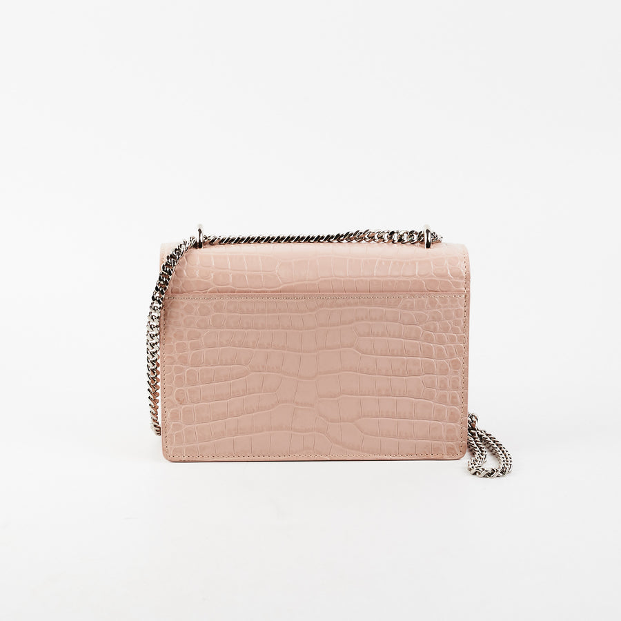 Saint Laurent Sunset Mini Croc Pink - THE PURSE AFFAIR