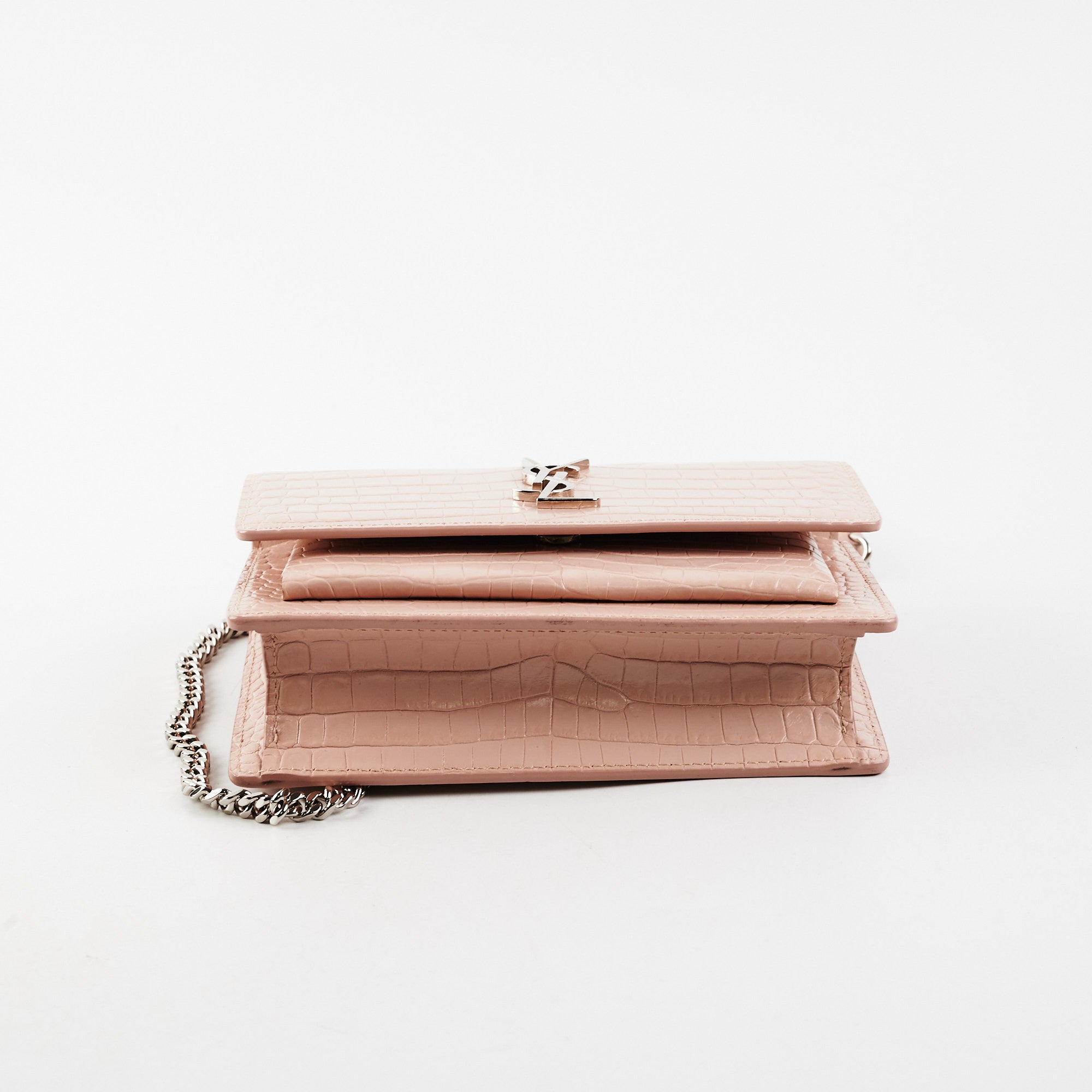 Saint Laurent Powder Pink Croc Sunset Bag — BLOGGER ARMOIRE