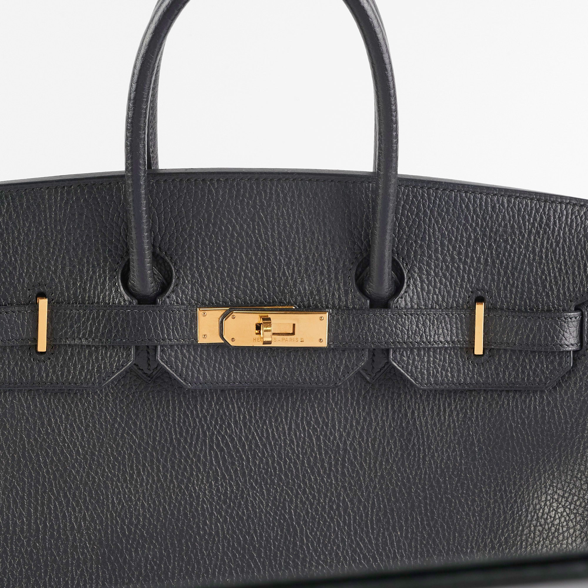 Hermes Birkin 35 Black SHW Stamp Square H