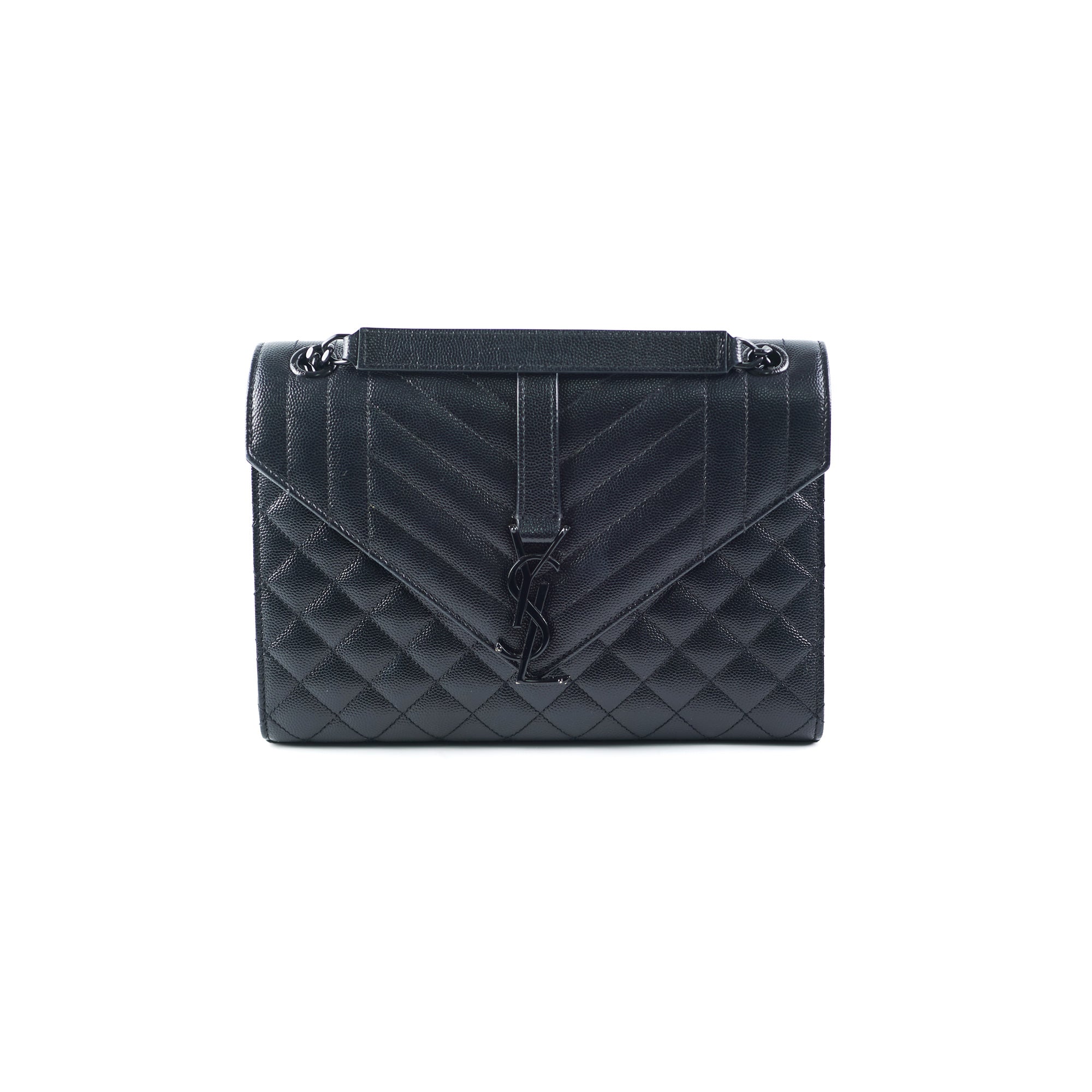 Saint Laurent Envelope Wallet on Chain WOC Black - THE PURSE AFFAIR