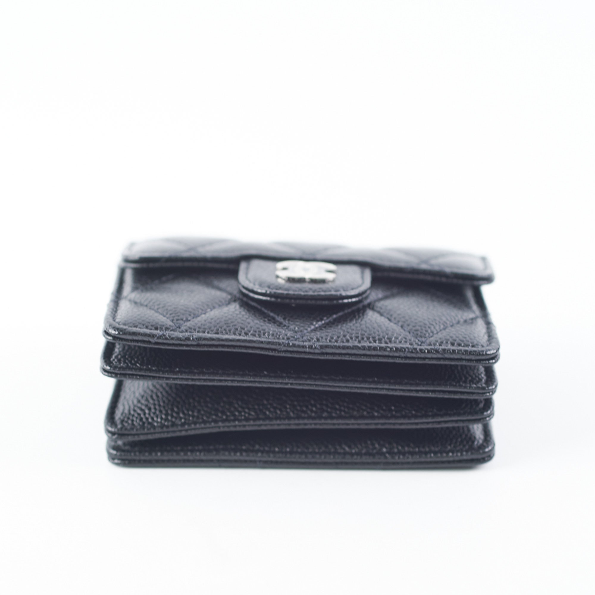 CHANEL Caviar Quilted Card Holder On Chain Black 669861