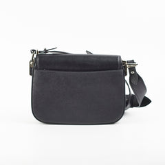 Prada Saffiano Flap Pattina In Pelle Black Crossbody Bag