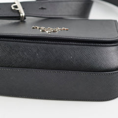 Prada Saffiano Flap Pattina In Pelle Black Crossbody Bag