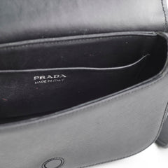 Prada Saffiano Flap Pattina In Pelle Black Crossbody Bag