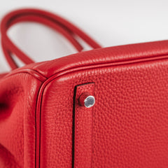 Hermes Birkin 30 Red Clemence- Q Square Stamp