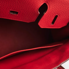 Hermes Birkin 30 Red Clemence- Q Square Stamp