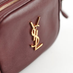 Saint Laurent Mini Lou Leather Camera Burgundy Crossbody Bag