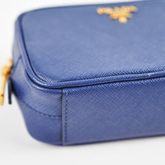 Prada Blue Mini Saffiano Leather Crossbody